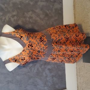 EleVen by Venis Williams Orange & Gray Sporty Workout Dress Sz LG